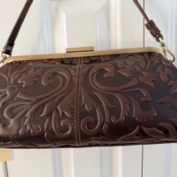 Gianni Conti Brown Embossed Leather Satchel Bag - Picture 8 of 14